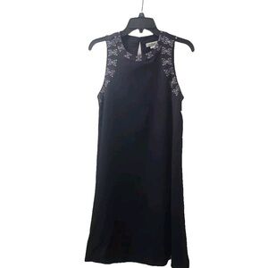 Simply Noelle Black Dress Sleeveless Embroidered Neck Casual XS